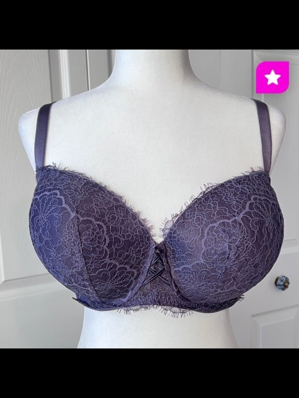 Victoria's Secret 36DDD Bra Dream Angels Purple Demi Lace Underwire